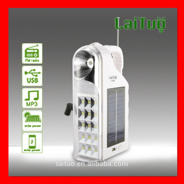 FM Radio MP3 hand charge system solar fishing camping lamp