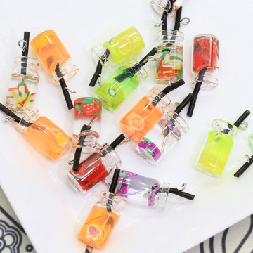 Mini Straw Drinking Bottle Shaped 3D Beads Resin Cabochon Handmade Craftwork Decoration Fridge Ornaments