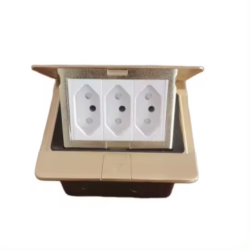 Golden Brass IP44 Pop-Up Floor Socket with 3 Gang Brazilian Design