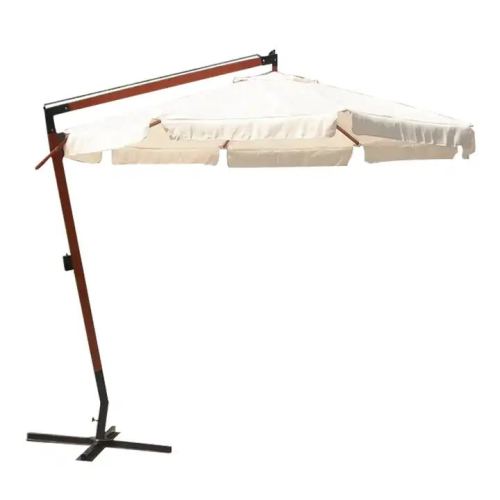 Parasol en porte-à-faux avec base en bois