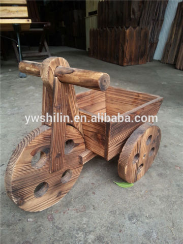 wooden flower cart / garden flower wooden barrow / wooden flower pot / wooden barrel flower pot
