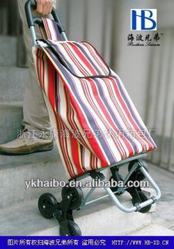 folding 600D shopping trolley bags with 6 wheels