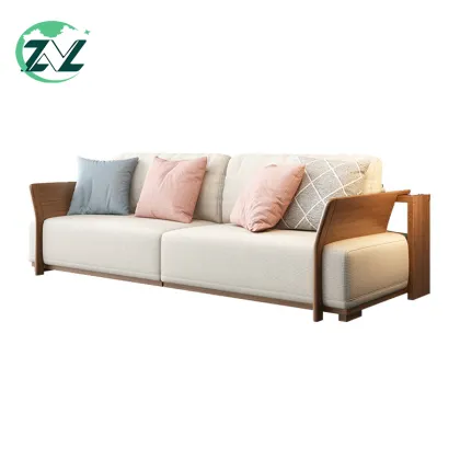 Linen Fabric Sofa Set Solid Wood Sectional Sofa