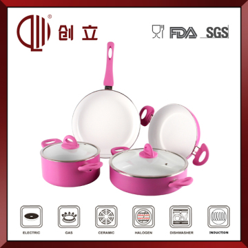 6PCS Pink Ceramic Coating Cookware Set
