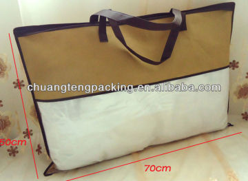 Brown customized eco-friendly non woven bag zipper bag or pillow