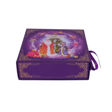 Collapsible Paper Rigid Packaging Box with Ribbon Closure