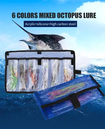 Sea Fishing Squid Skirt Boat Trolling Bait Set - 6pcs Resin Jig Heads with Hooks for Big Octopus Lures