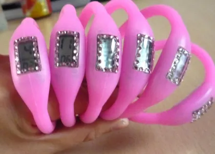 Pink Minus Ion Watch / Original Ion Sport Watch With Rhinestone