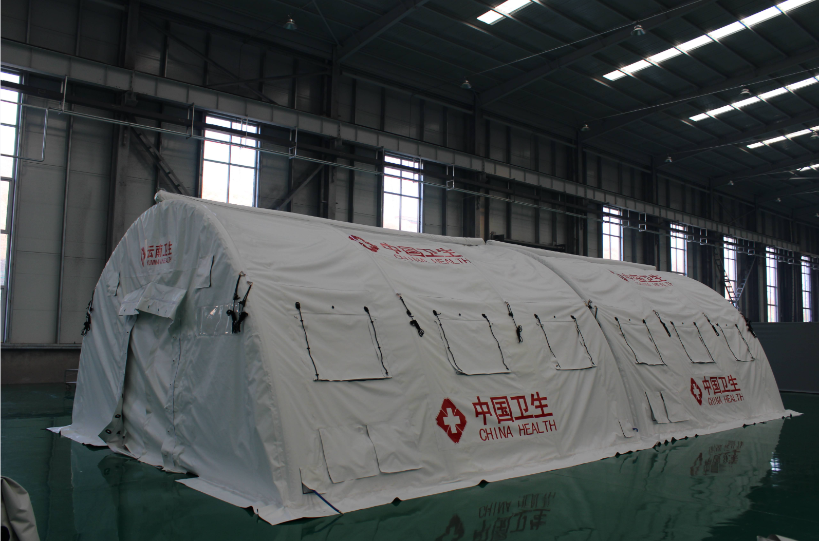 Interior of an inflatable medical treatment tent