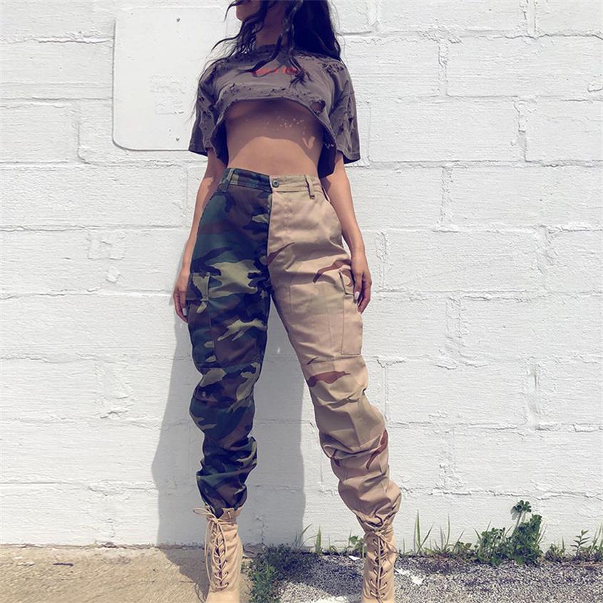 Modische Nähte Camouflage Kontrastfarben Damen Overalls