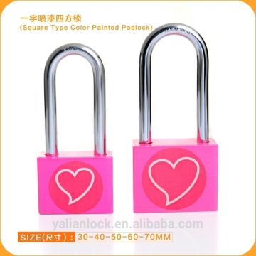 Korea market hotsale square long shackle pink color padlock
