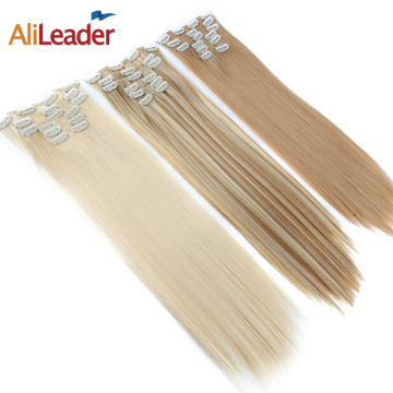 AliLeader Best Quality 16 Colors 22" Synthetic Silky Straight Clip Hair Extensions