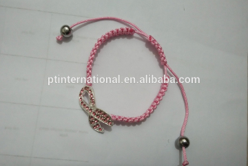 Shamballa Bracelet, Inspired Faith Cancer Bracelet , Fashion Cord Braided Jewelry Alloy Crystal Bracelet PT2350