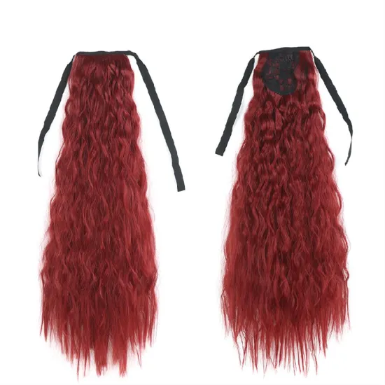 Hot Selling High Quality Long Straight Clip In Hair Tail False Hair Ponytail Hairpiece Wrap Around  Synthetic Hair Extension