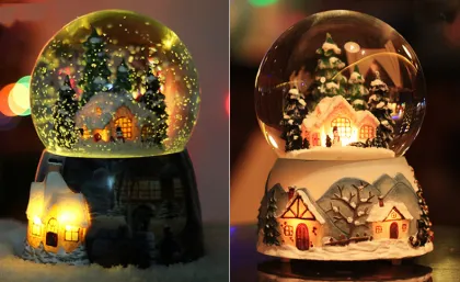 Lighting crystal ball music box with snowflake