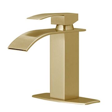 Brushed Gold Basin Sink Faucet with Waterfall Outlet for Bathroom
