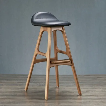 Modern Bar Stool Solid Wood High Stool Kitchen Creative Coffee Chair Leather Top Design Wholesale