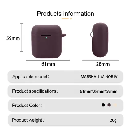 MARSHALL Minor IV Earphone Case Shell - Silicone Buds Case with Hook