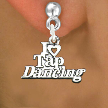 Lead & Nickel Free "I Heart Tap Dancing" Charm Earring