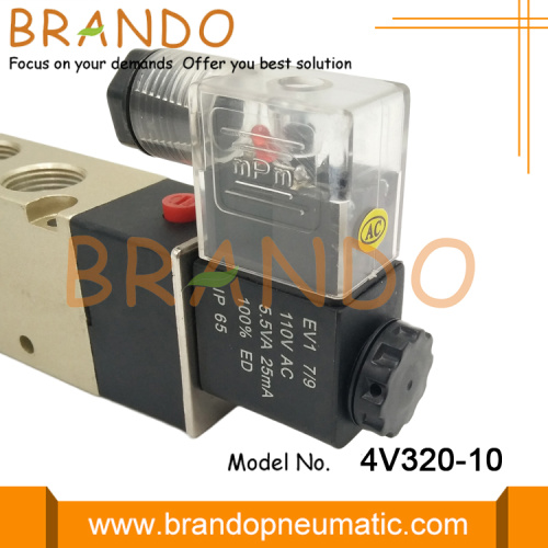 4V320-10 3/8 &#39;&#39; Válvula solenoide doble AC220V DC24V