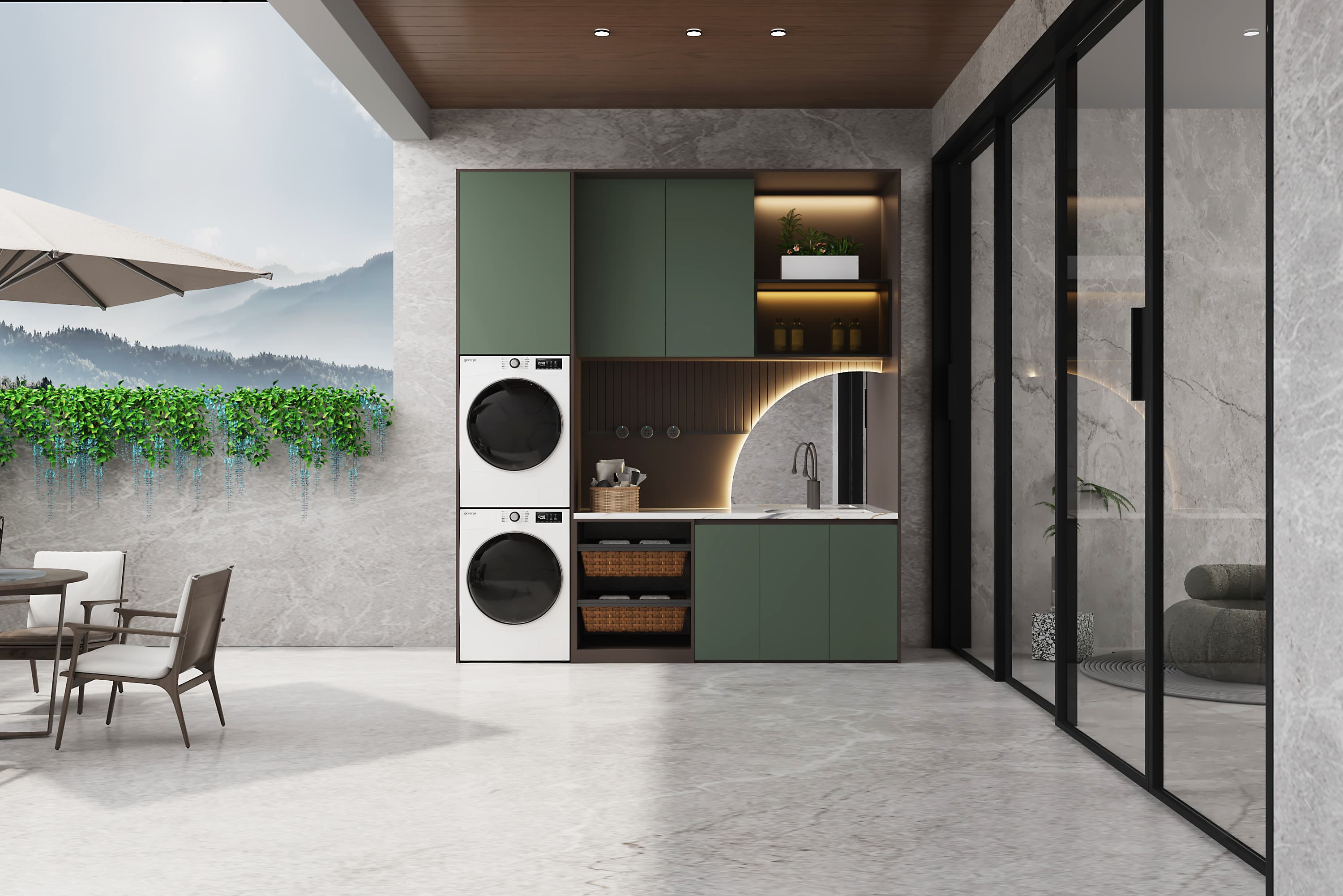 Встроенный шкаф для стиральной машины со встроенным хранилищем