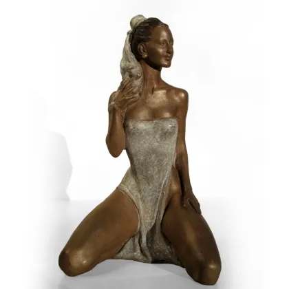 Life size bronze naked japan girl statue open vagina lady sculpture