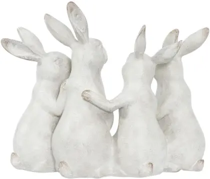 Whitewashed Polyresin Bunny Quartet Figures