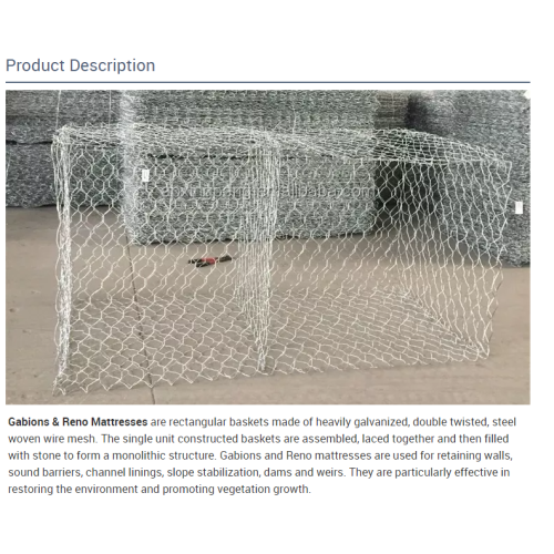 Galvanized Wire Mesh Gabion Baskets Box hot dipped galvanized gabion mesh Manufactory