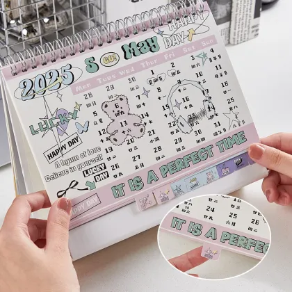 2025 Retro Style Desk Calendar - Creative Coil Design
