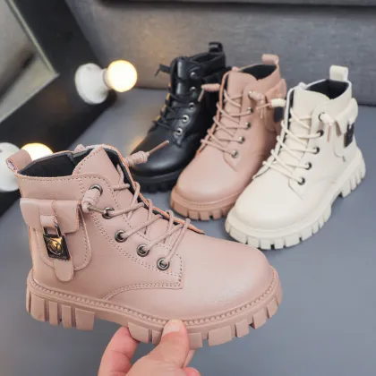 New Design: High Quality Winter Children's Non-Slip PU Leather Martin Boots for Girls - Trendy Outdoor Footwear