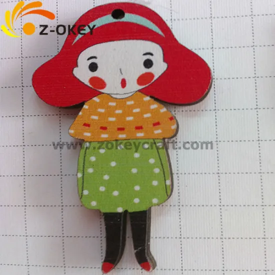 latest style Yiwu cute girl-shape wood fridge magnet