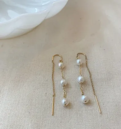 Gold Filled Pearl Threader Earrings: Elegant Wedding Jewelry Gifts for Her