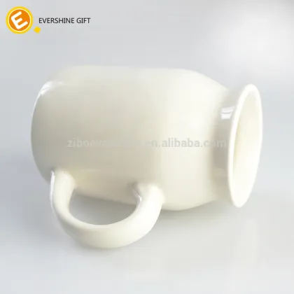 simple white ceramic milk bottle with handle 250ml
