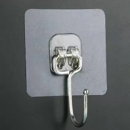 Transparent Self-Adhesive Hooks for Wall Storage