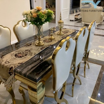 Stainless Steel Dining Chair Set with Round Table
