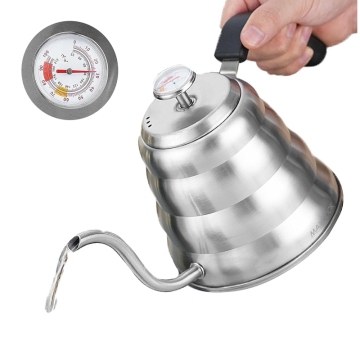 MaxCook 1.2L स्टेनलेस स्टील कॉफी केतली तापमान नियंत्रण और हंस गर्दन डिजाइन के साथ