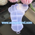 Portagioie in plastica trasparente a forma di piede del bambino con 12 piccoli contenitori per contenitori di perline