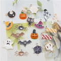 Julie Wang 18PCS Enamel Halloween Charms Mixed Candy Ghost Pumpkin Bat Spider Cat Hat Alloy Pendant Jewelry Making Accessory