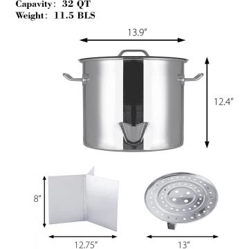 Pot de vapor de vapor tamale de acero inoxidable de 32QT con tapa