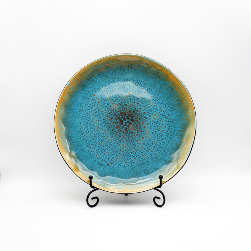 Reaktive Glasur blaue Keramik -Suppe Servingschalen Steinware Steinzeug