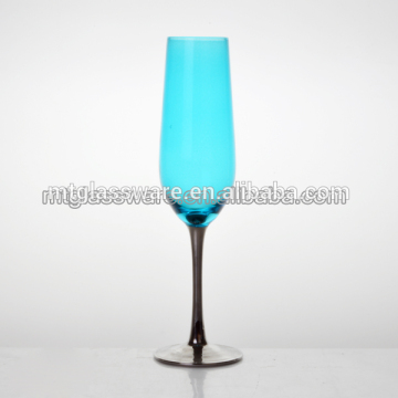 HOME USE FDA Blue colored , silver stem champagne flute glass