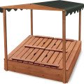 Covered Convertible Cedar Sandbox with Canopy Bench Seats