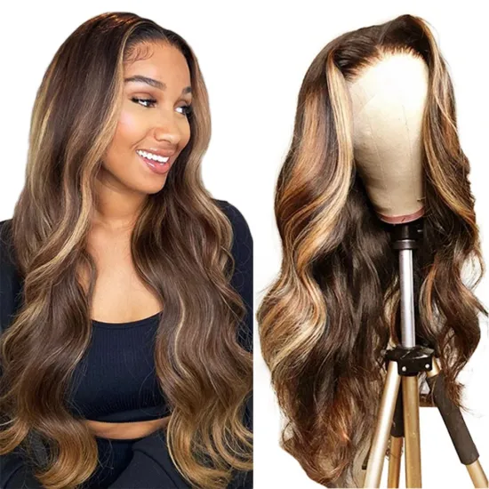 Highlight P4/27 body wave perruque lace front human hair ready to ship wigs human hair lace front brazilian pre pluck lace wig