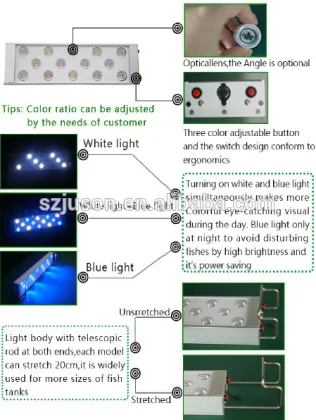 1200k cool white blue 14pcs*2w marine aquarium led light for aquarium marineland