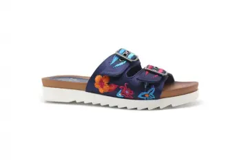 Ladies Embroidery Comfort Footbed Sandals