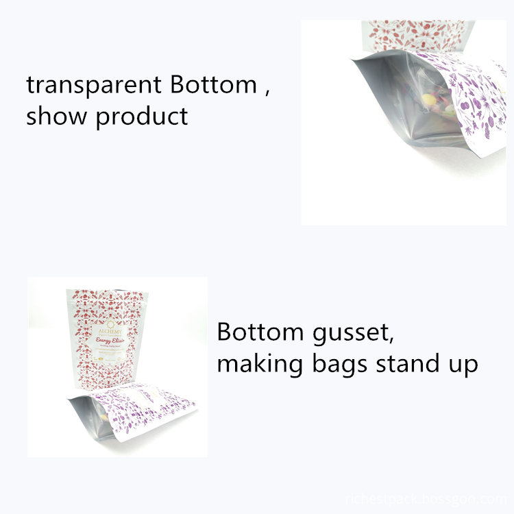 Transparent Bottom Plastic Stand Up Bag