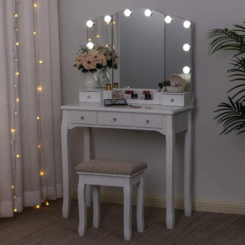 Glass Dressing Table and Mirror Make Up Table Design Dressing Table With Light Supplier