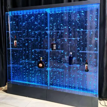 LED Color-Changing Restaurant Furniture: Acrylic Water Bubble Wall, Bar, Wine Cabinet & Dining Room Lighting Solutions
