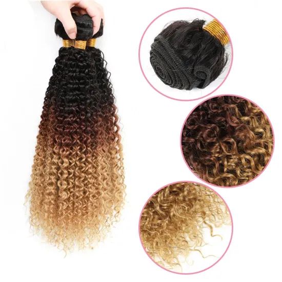 Afro Kinky Curly Hair For Black Women Soft Long  Ombre Golden Synthetic Hair Heat Resistant