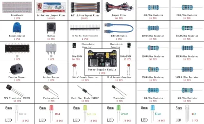 Electronics Component Fun Kit Compatible with Raspberry Pi